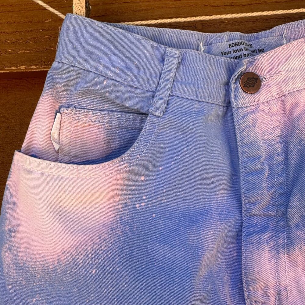 Vintage Bongo Custom High-Rise Straight Jeans With Ankle Zips Size 14 Blue & Pin - Picture 9 of 15